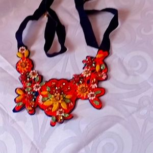 J Crew multi colored floral beaded necklace